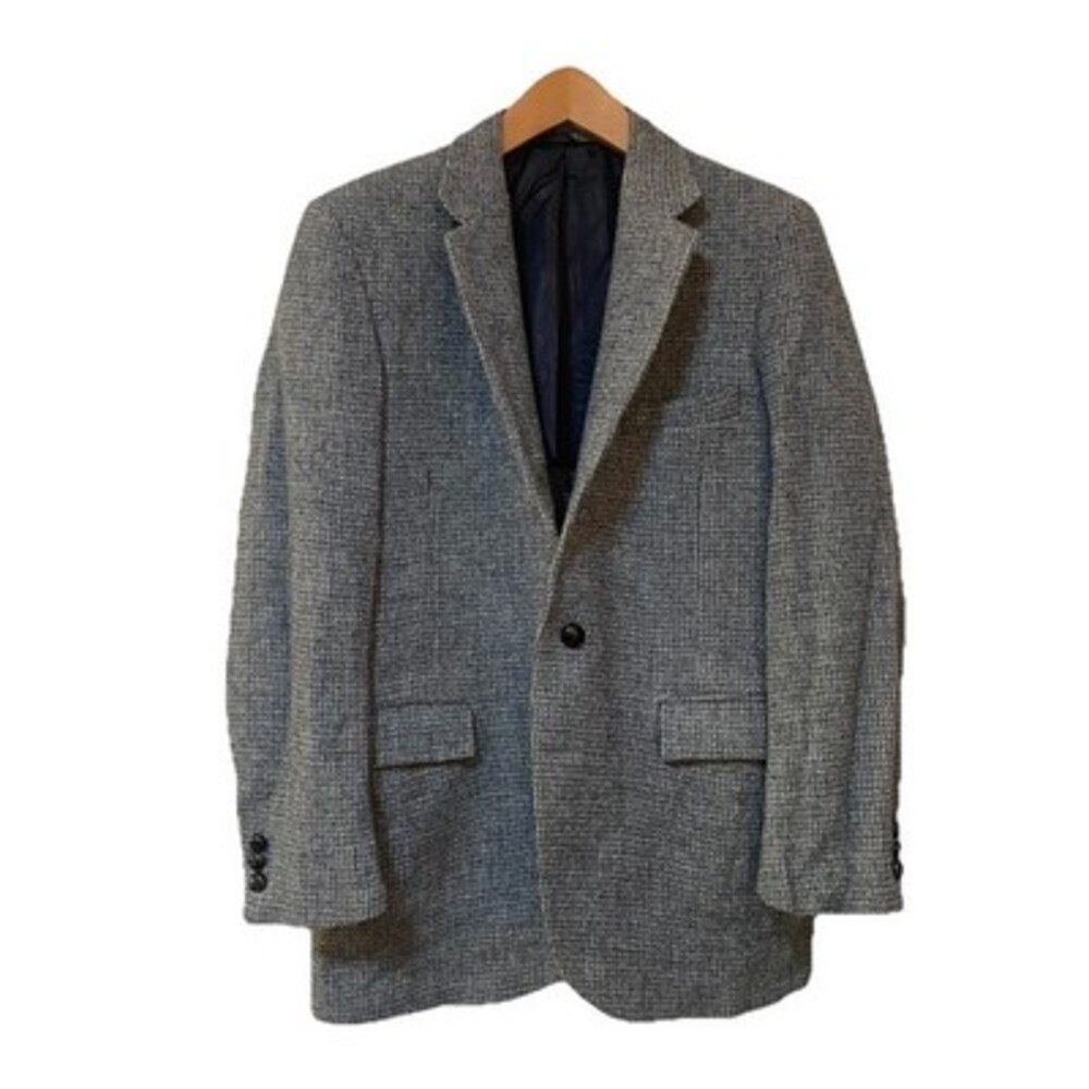 VTG Harris Tweed Stafford Wool Blazer 42R Sport‎ Gray Houndstooth Grandpa USA